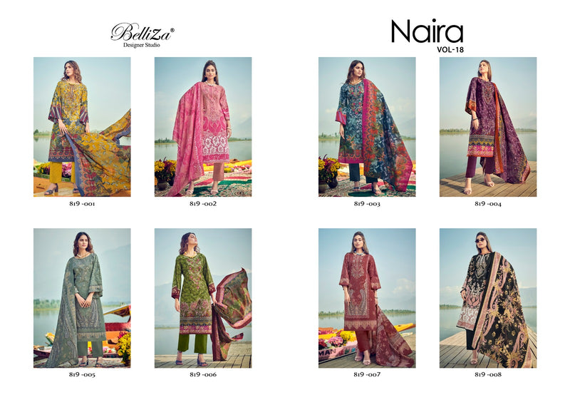 Belliza Designer Studio Naira Vol 18 Cotton Digital Printed Self Embroidery Work Suit Collection