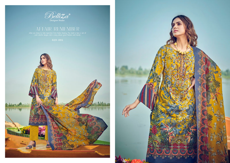 Belliza Designer Studio Naira Vol 18 Cotton Digital Printed Self Embroidery Work Suit Collection