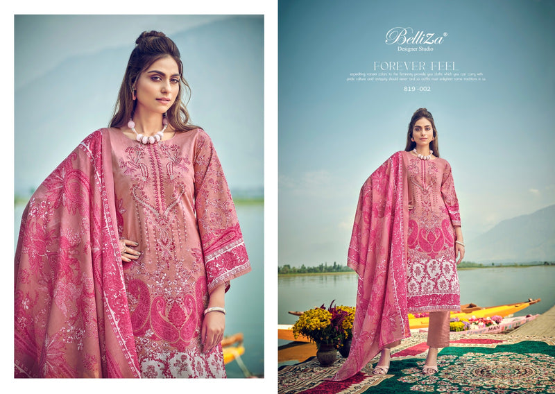 Belliza Designer Studio Naira Vol 18 Cotton Digital Printed Self Embroidery Work Suit Collection