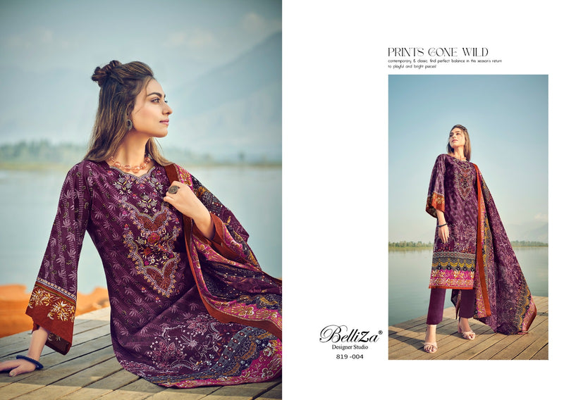 Belliza Designer Studio Naira Vol 18 Cotton Digital Printed Self Embroidery Work Suit Collection