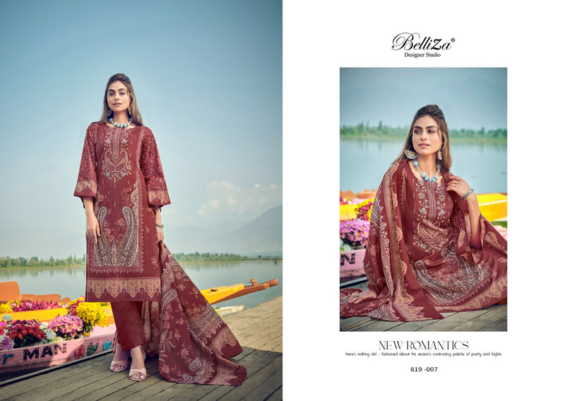 Belliza Designer Studio Naira Vol 18 Cotton Digital Printed Self Embroidery Work Suit Collection