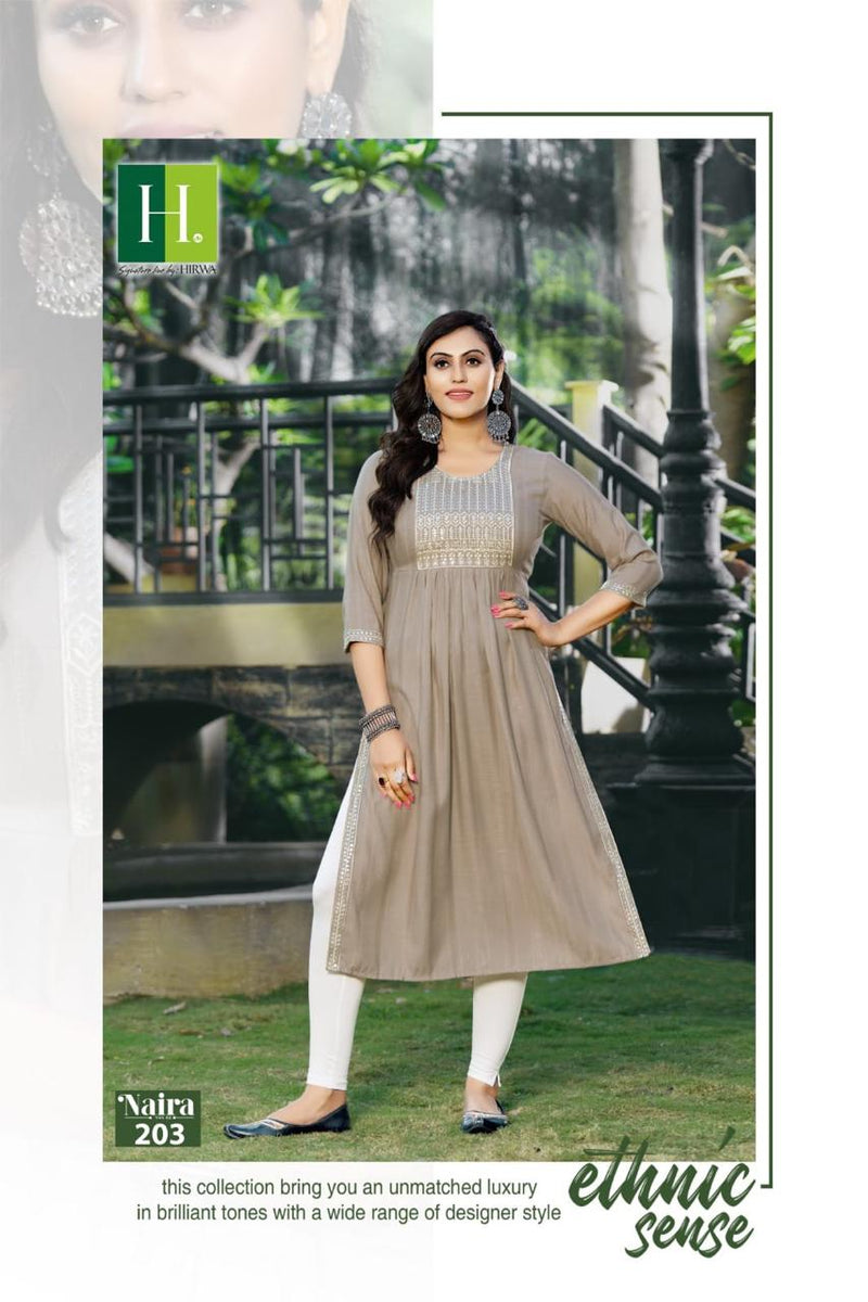 Hirwa Naira Vol 2 Viscose Rayon Fancy Naiya Cut Style Kurtis