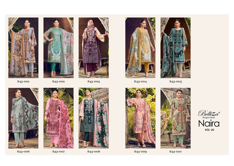 Belliza Designer Studio Naira Vol 20 Cotton Digital Print With Embroidery Work Suits