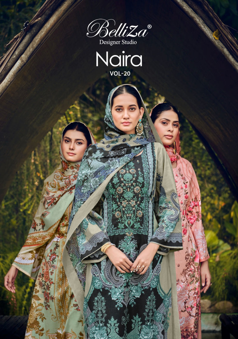Belliza Designer Studio Naira Vol 20 Cotton Digital Print With Embroidery Work Suits