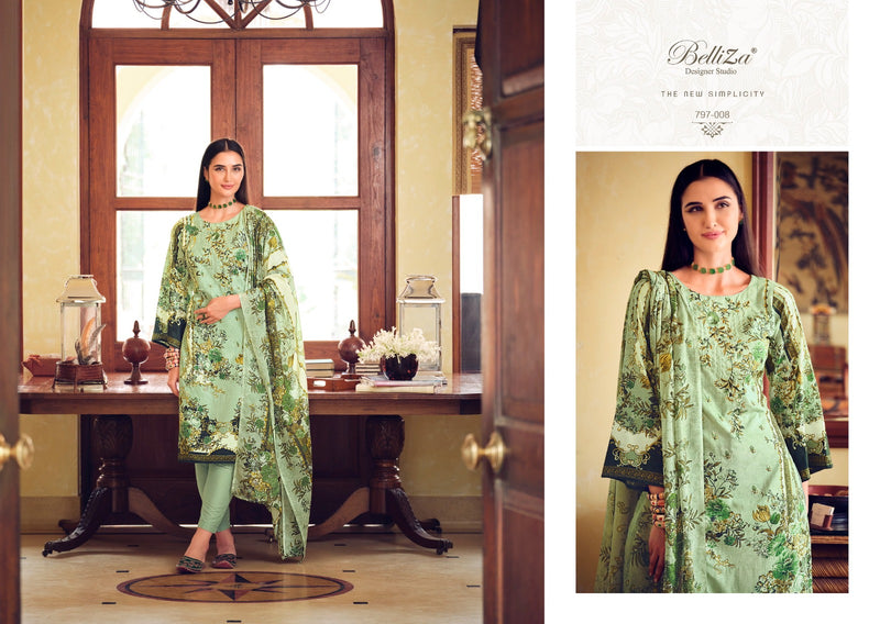 Belliza Designer Studio Naira Vol 9 Cotton Digital Prints With Fancy Embroidery Work Suits