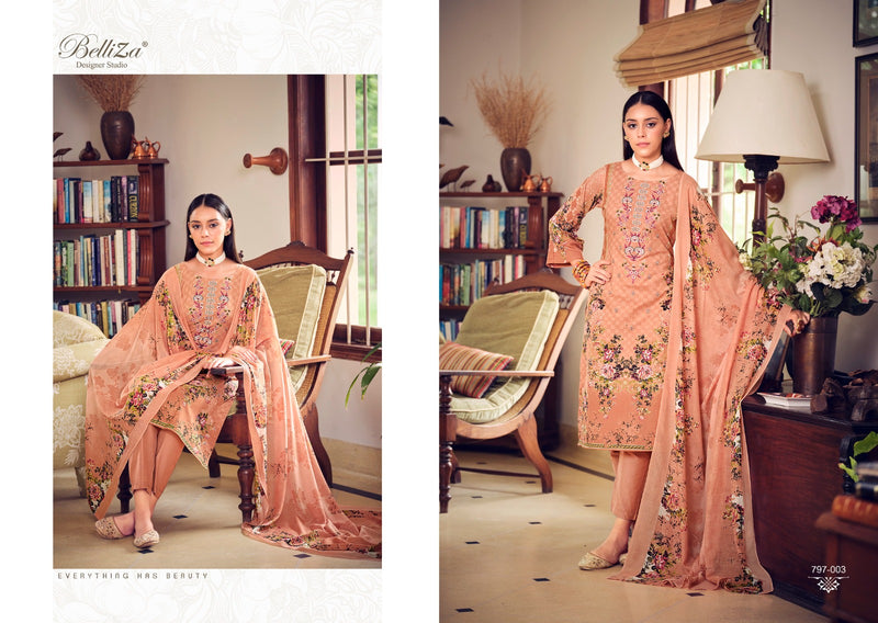 Belliza Designer Studio Naira Vol 9 Cotton Digital Prints With Fancy Embroidery Work Suits