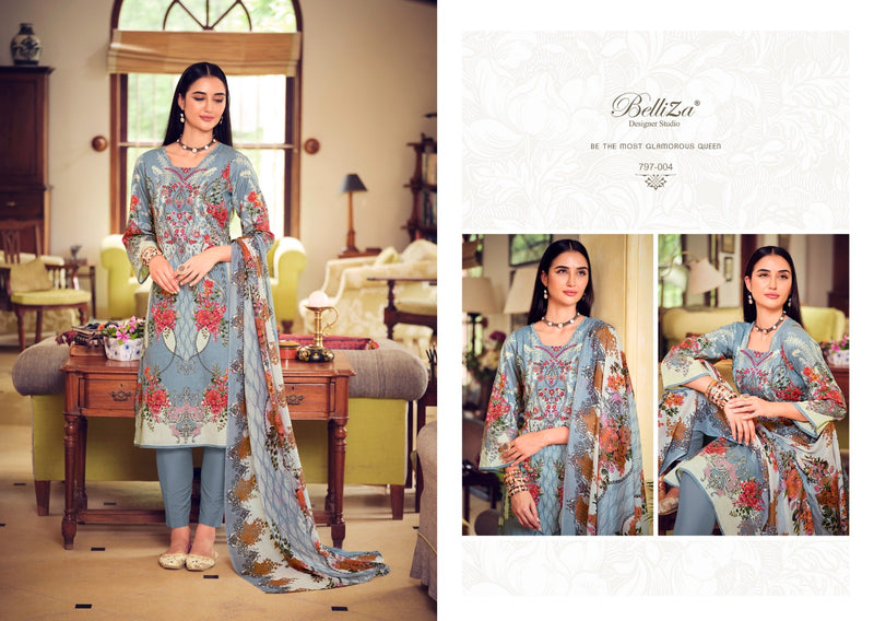Belliza Designer Studio Naira Vol 9 Cotton Digital Prints With Fancy Embroidery Work Suits