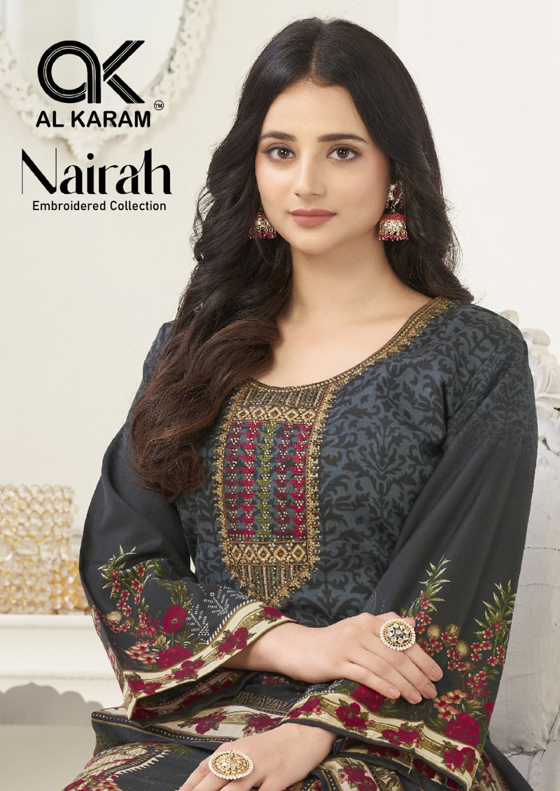 Al Karam Nairah Cotton Digital Print With Fancy Embroidery Work Suits