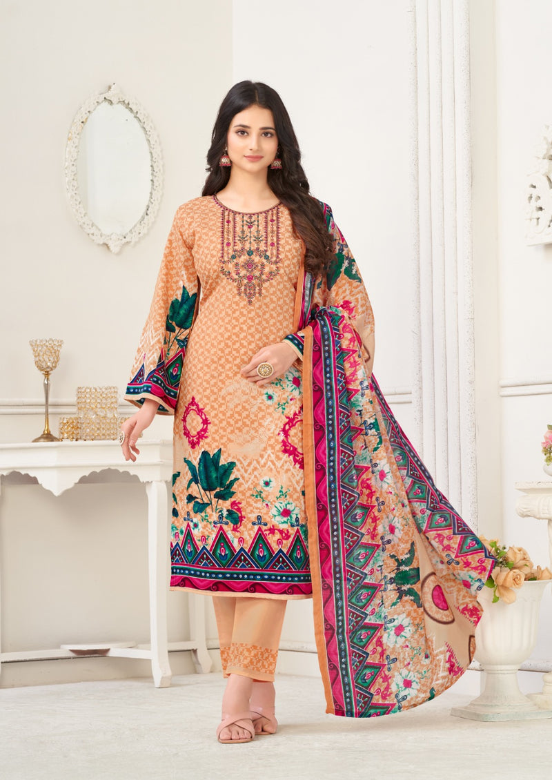 Al Karam Nairah Cotton Digital Print With Fancy Embroidery Work Suits