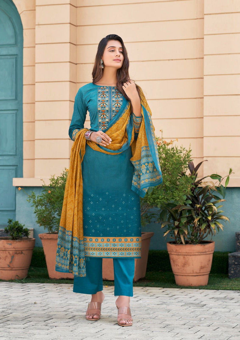 Yashika Trends Naisha Secession Vol 3 Heavy Cotton With Exclusive Neck Embroidery Work Salwar Suit