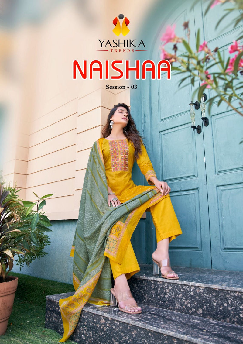 Yashika Trends Naisha Secession Vol 3 Heavy Cotton With Exclusive Neck Embroidery Work Salwar Suit
