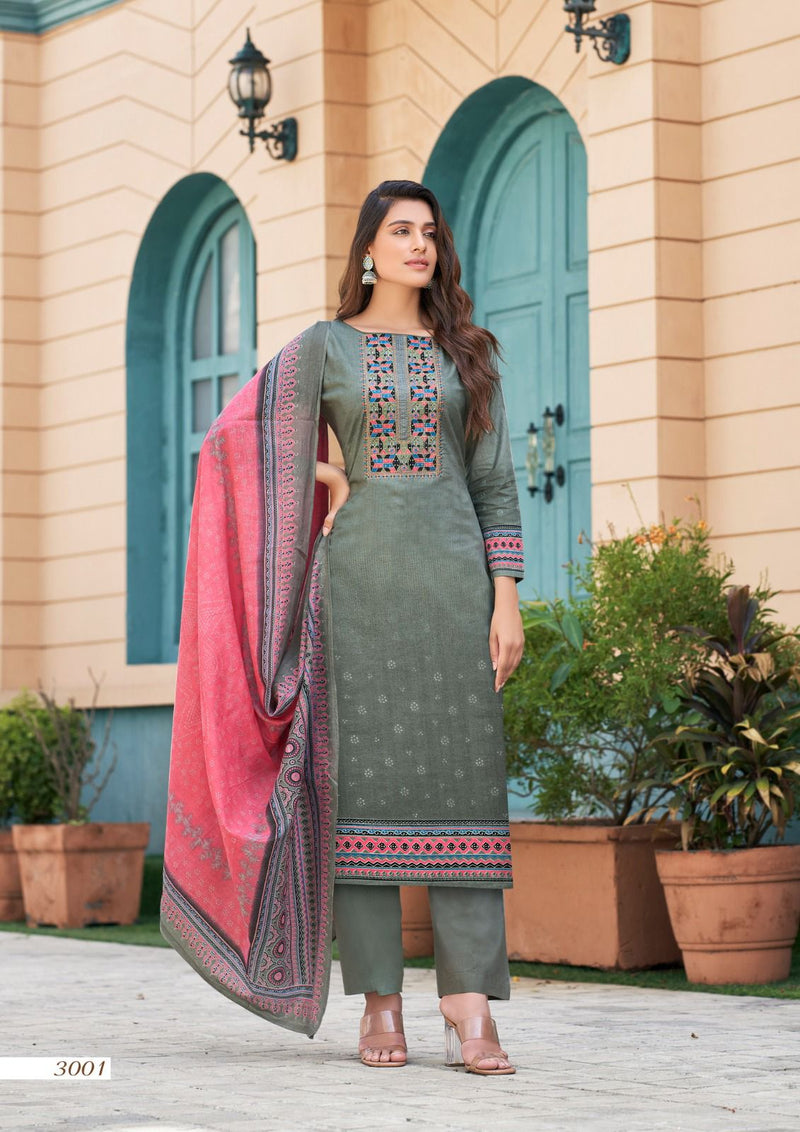 Yashika Trends Naisha Secession Vol 3 Heavy Cotton With Exclusive Neck Embroidery Work Salwar Suit