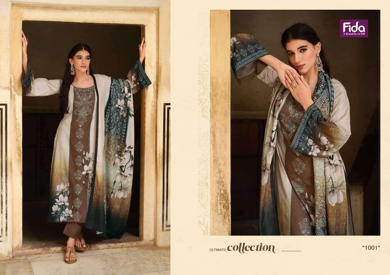 Fida Nalika Pashmina Kashmiri Wool Printed Suit With Bottom Collection