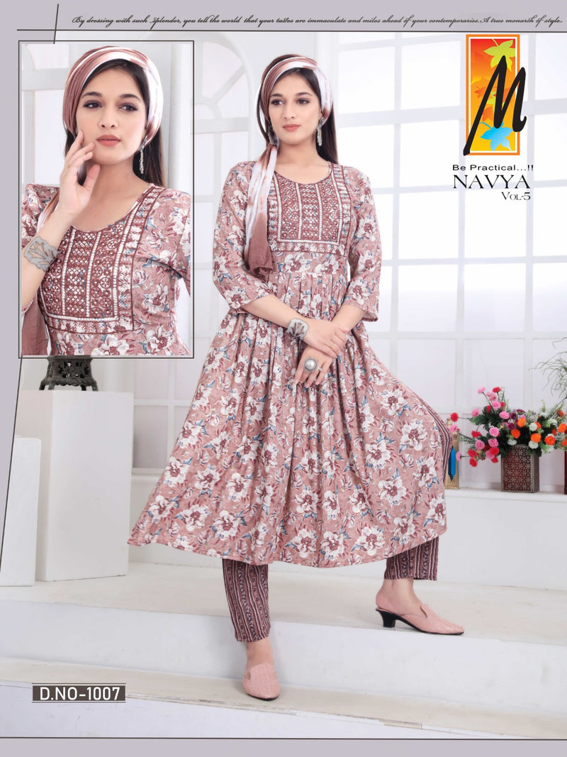 Master Navya Vol 5 Fancy Nyra Cut Pattern Kurti Bottom & Dupatta Collection
