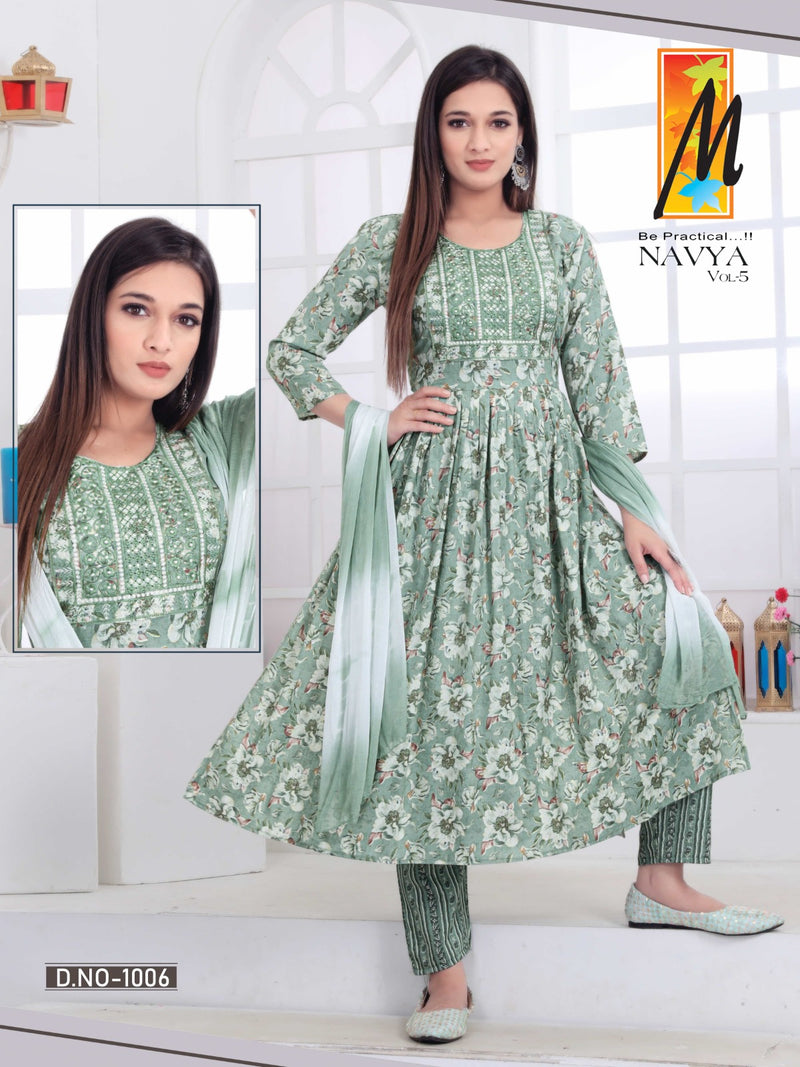 Master Navya Vol 5 Fancy Nyra Cut Pattern Kurti Bottom & Dupatta Collection