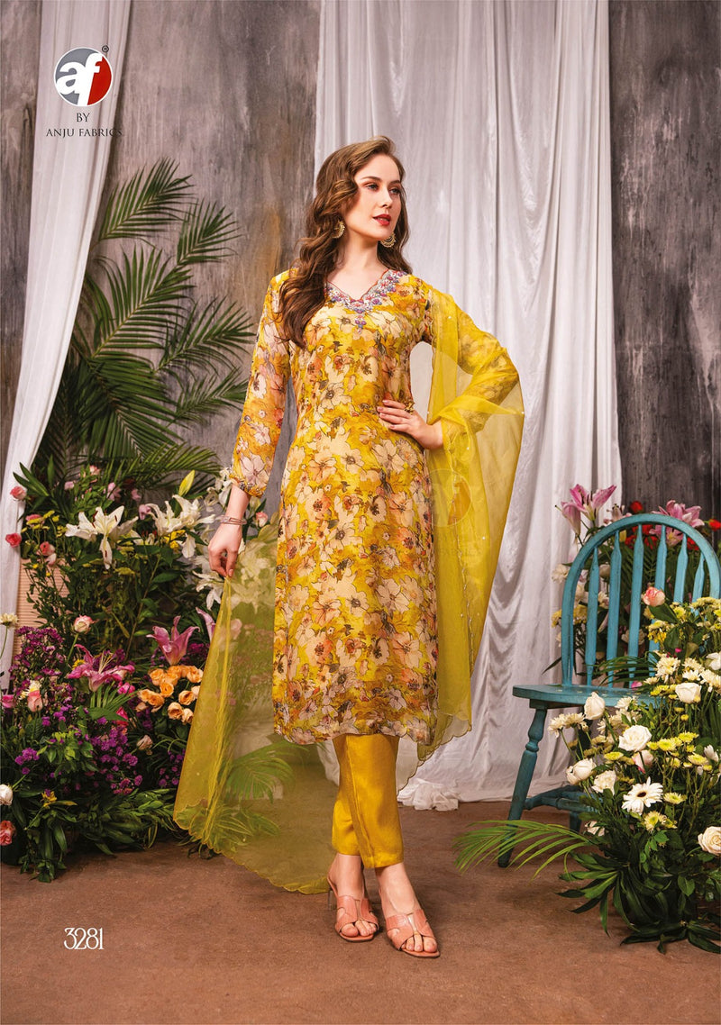 Anju Fabrics Nazar Vol 5 Organza With Digital Printed Readymade Suit Collection