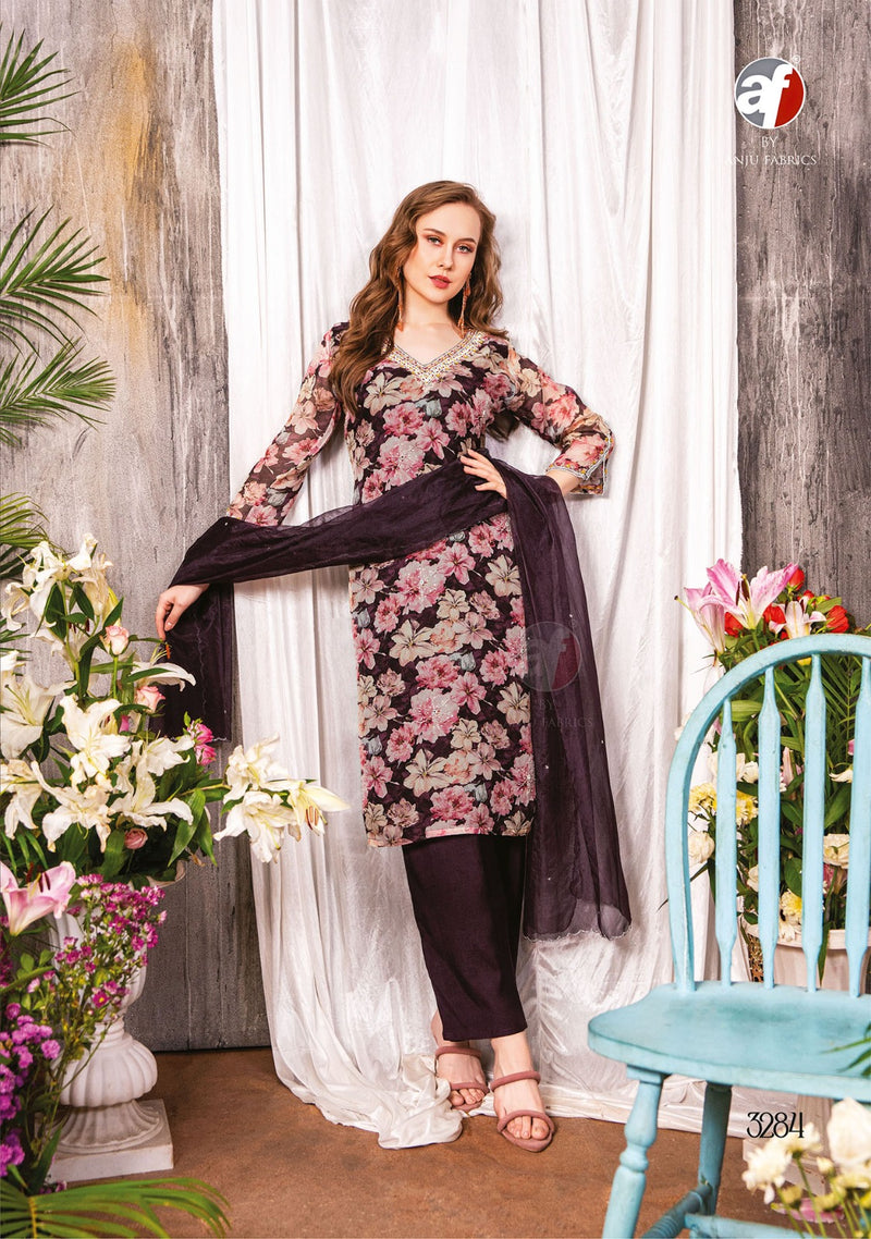 Anju Fabrics Nazar Vol 5 Organza With Digital Printed Readymade Suit Collection