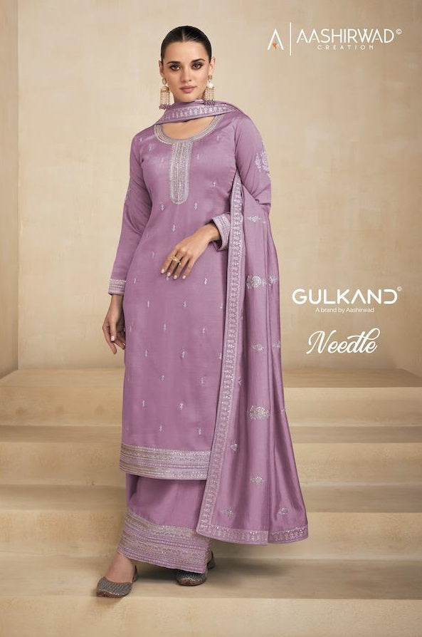 Aashirwad Creation Needle Silk Heavy Embroidery Work Salwar Kameez