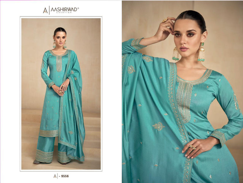 Aashirwad Creation Needle Silk Heavy Embroidery Work Salwar Kameez