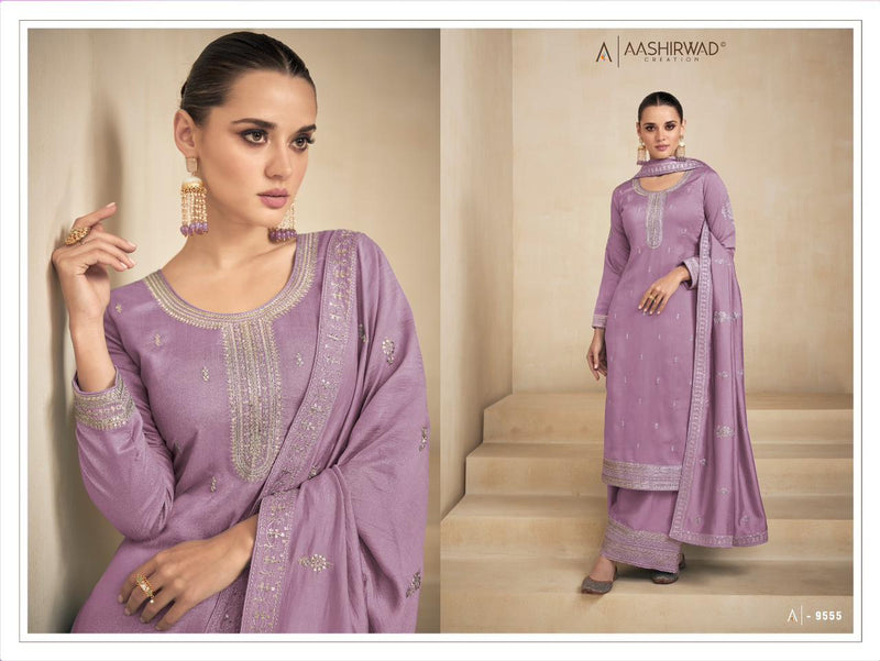 Aashirwad Creation Needle Silk Heavy Embroidery Work Salwar Kameez