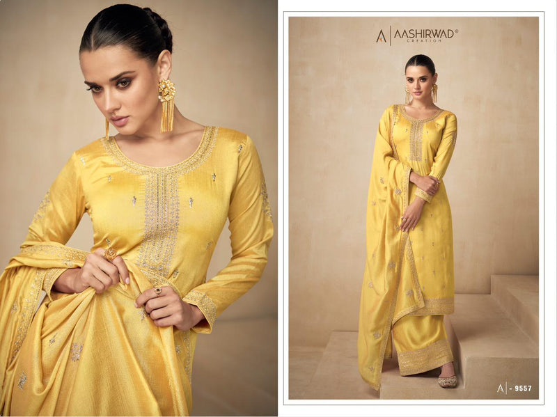 Aashirwad Creation Needle Silk Heavy Embroidery Work Salwar Kameez