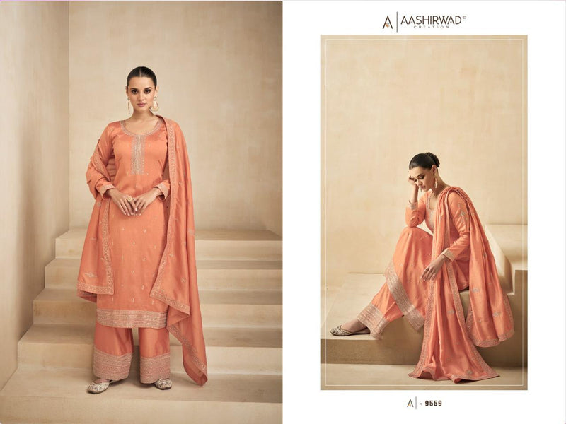 Aashirwad Creation Needle Silk Heavy Embroidery Work Salwar Kameez