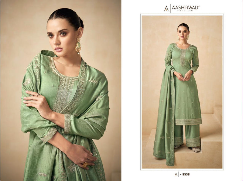 Aashirwad Creation Needle Silk Heavy Embroidery Work Salwar Kameez