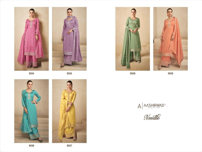 Aashirwad Creation Needle Silk Heavy Embroidery Work Salwar Kameez
