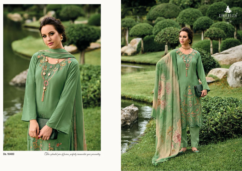 Cindrella Needle Wonder Pashmina Embroidery Work Winter Wear Suit Collection
