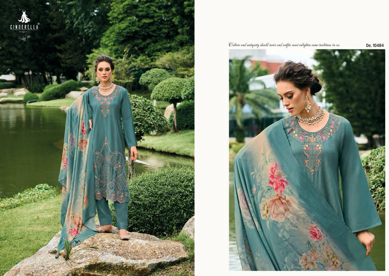 Cindrella Needle Wonder Pashmina Embroidery Work Winter Wear Suit Collection