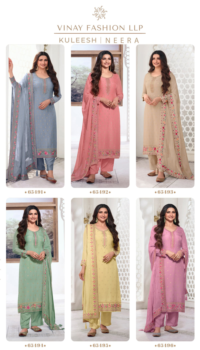 Vinay Fashion Kuleesh Neera Jacquard Embroidered Heavy Suits Collection