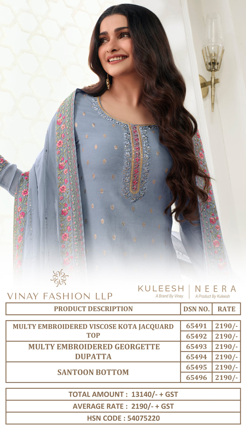 Vinay Fashion Kuleesh Neera Jacquard Embroidered Heavy Suits Collection