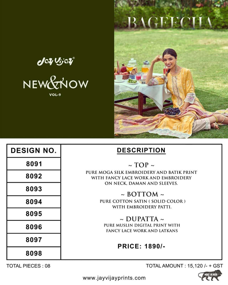 Jay Vijay New And Now Vol 9 Moga Silk With Print And Embroidery Designer Suits