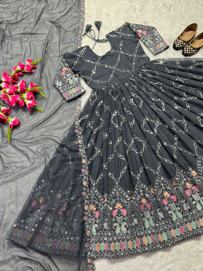Nf D No 1161 Georgette Heavy Embroidery Anarkali Suit Collection