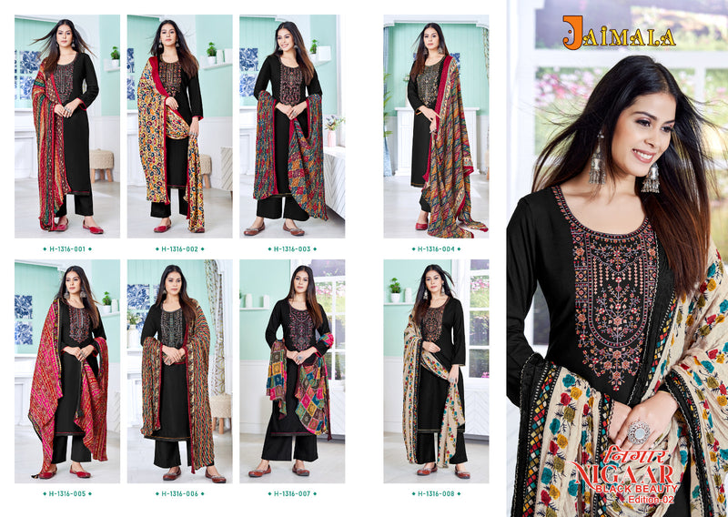 Alok Suits Jaimala Nigaar Black Beauty Edition Vol 2 Rayon With Embroidery Work Suits