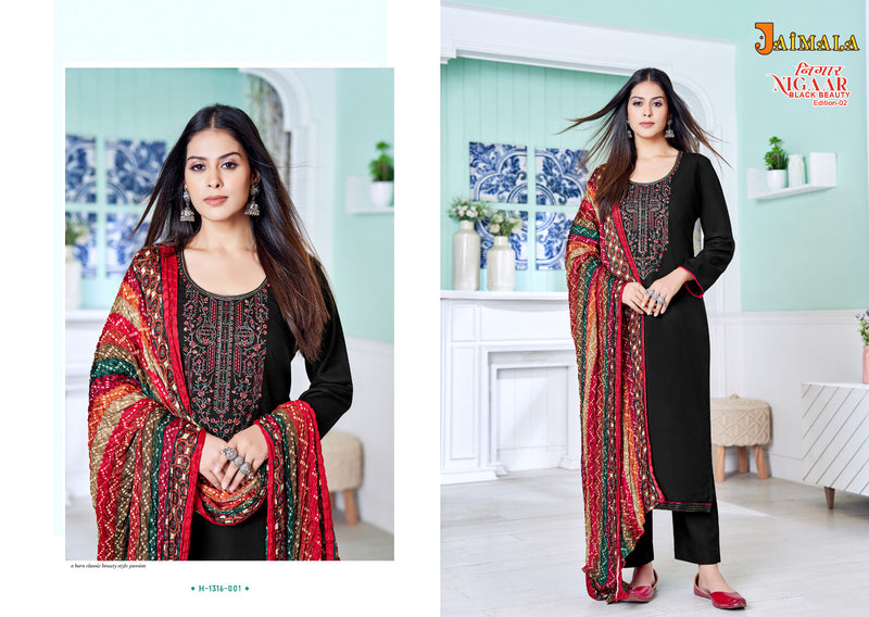 Alok Suits Jaimala Nigaar Black Beauty Edition Vol 2 Rayon With Embroidery Work Suits