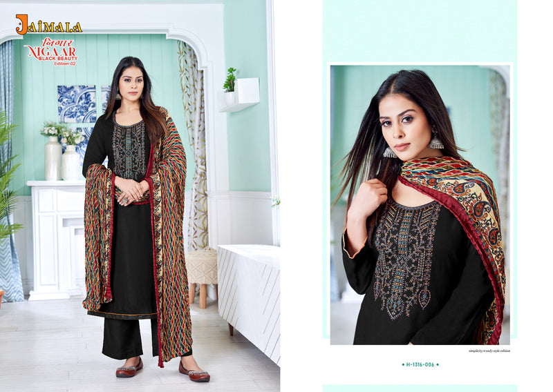 Alok Suits Jaimala Nigaar Black Beauty Edition Vol 2 Rayon With Embroidery Work Suits