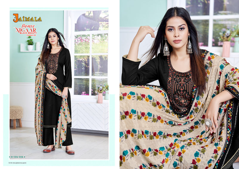 Alok Suits Jaimala Nigaar Black Beauty Edition Vol 2 Rayon With Embroidery Work Suits