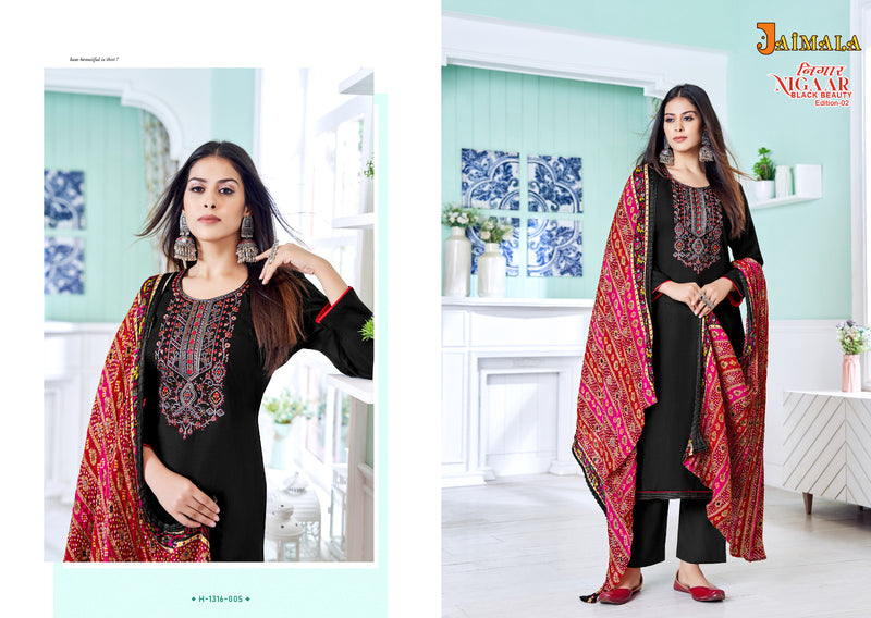 Alok Suits Jaimala Nigaar Black Beauty Edition Vol 2 Rayon With Embroidery Work Suits
