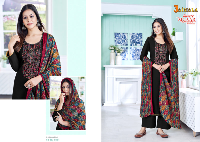 Alok Suits Jaimala Nigaar Black Beauty Edition Vol 2 Rayon With Embroidery Work Suits