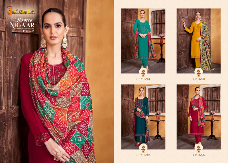 Alok Suits Jaimala Nigaar Edition Vol 16 Rayon With Embroidery & Swarovski Designer Work Suits