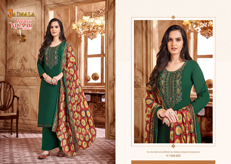 Alok Suits Jaimala Nigaar Vol 15 Rayon Slub Embroidery & Swarovski Work Suits