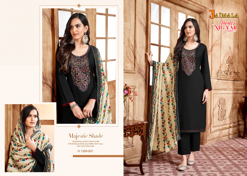 Alok Suits Jaimala Nigaar Vol 15 Rayon Slub Embroidery & Swarovski Work Suits
