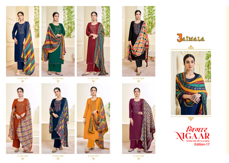 Alok Suits Jaimala Nigaar Vol 17 Rayon Slub With Fancy Embroidery & Swarovski Diamond Work Suits