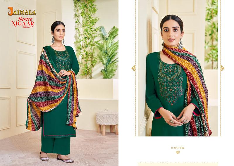 Alok Suits Jaimala Nigaar Vol 17 Rayon Slub With Fancy Embroidery & Swarovski Diamond Work Suits