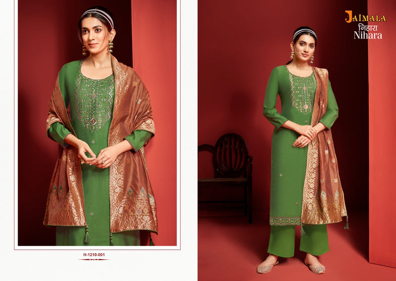 Alok Suit Nihara Viscose Canderi Dyed Embroidery Designer Salwar Suit