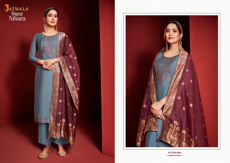 Alok Suit Nihara Viscose Canderi Dyed Embroidery Designer Salwar Suit