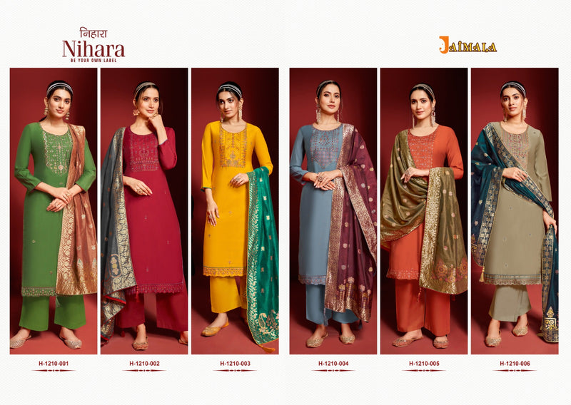 Alok Suit Nihara Viscose Canderi Dyed Embroidery Designer Salwar Suit