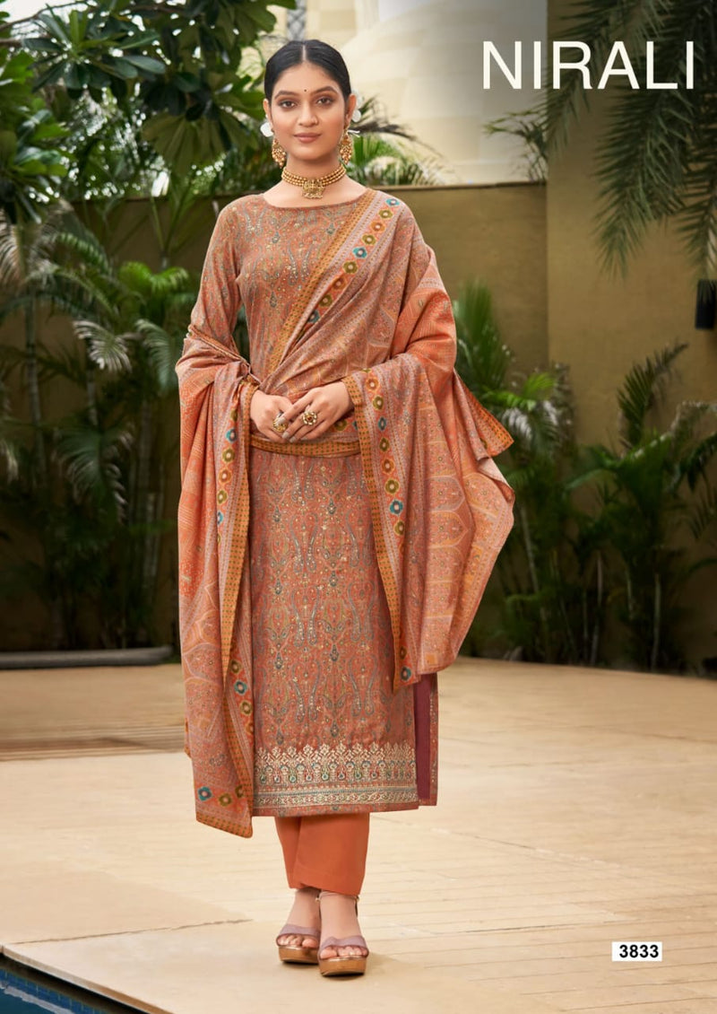 Rang Nirali Muslin Foil Print With Swarovski Diamond Work Unstitch Suits