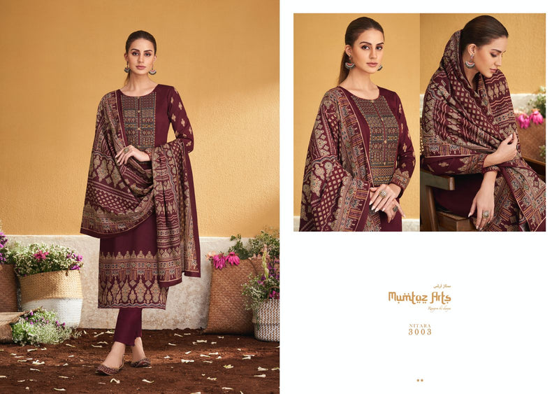 Mumtaz Arts Nitara Jam Satin Print With Embroidery Work Salwar Suits